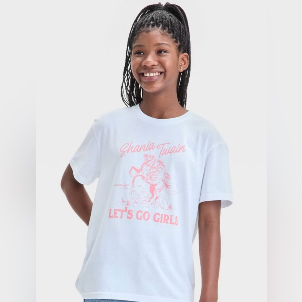 Girls' Shania Twain 'Let's Go Girls' Oversized Graphic T-Shirt MEDIUM NWT